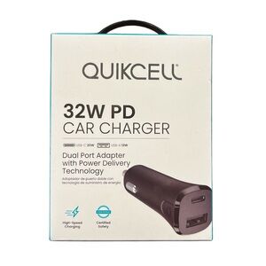 NEW QUIKCELL 32W PD High
Speed Power Delivery, Dual 2
Port CAR CHARGER